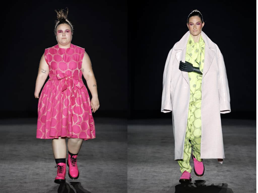 2 Models with disabilities parading at Barcelona Fashion Week.